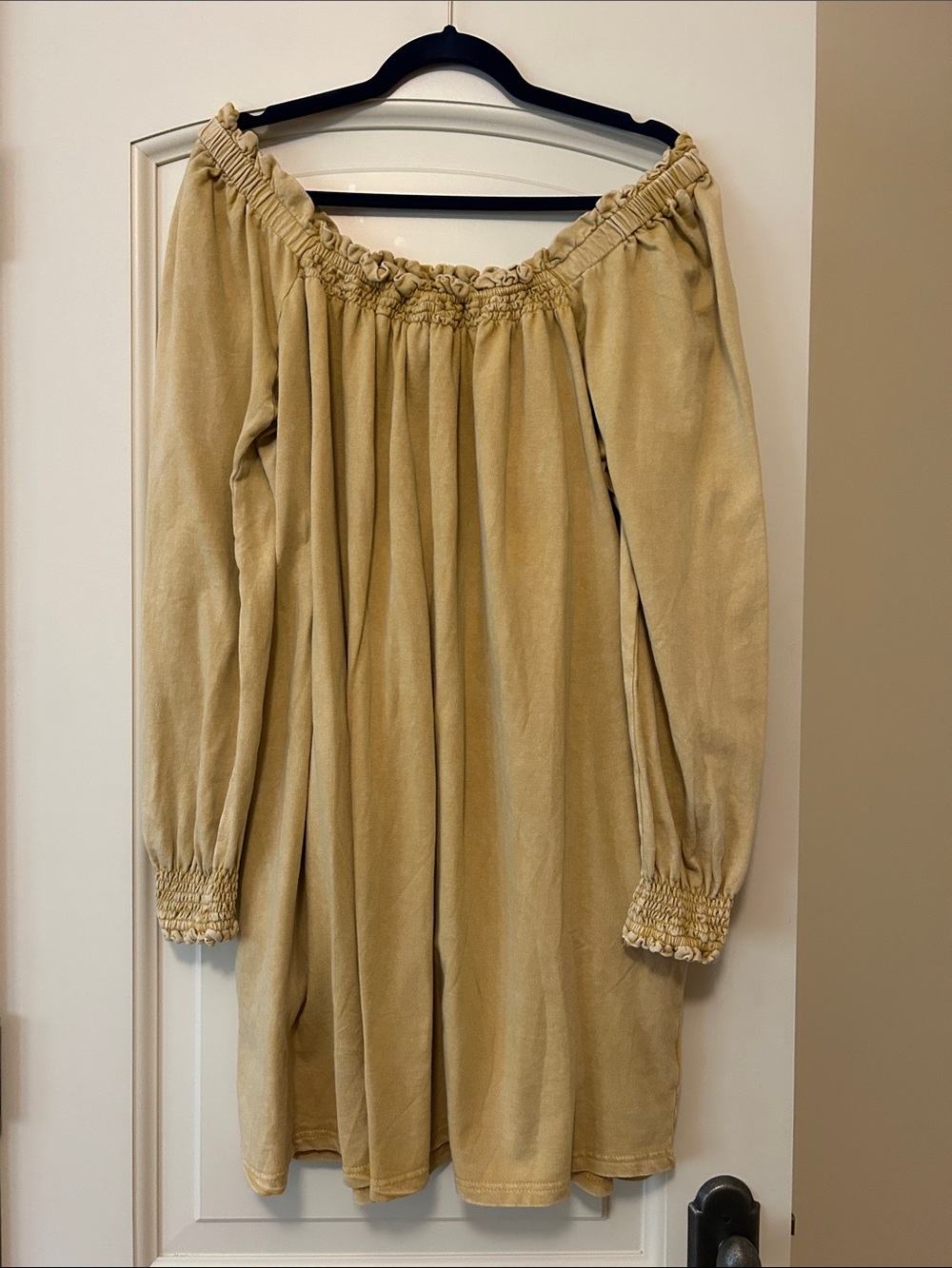 easel Neutral Beige Off-Shoulder Midi Dress. Great Movement, Feels Great On